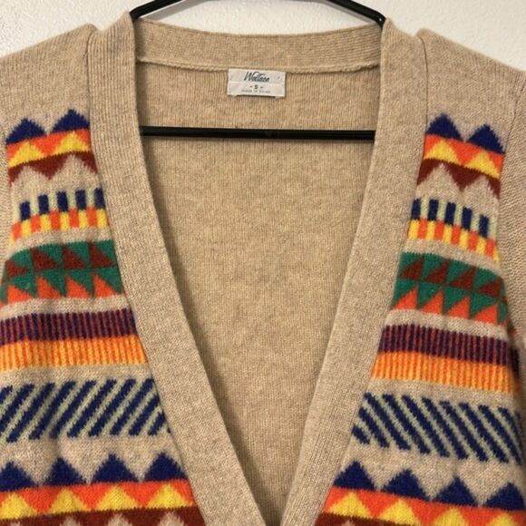 Madewell Wallace Momento Fringe Cardigan Merino Wool Sweater Womans Small Aztec - Picture 4 of 11